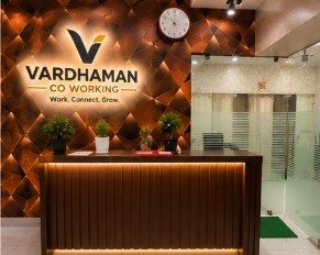 Reception desk at Vardhaman Co Working, Hisar